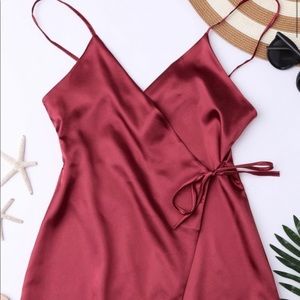 Maroon Satin Mini Dress